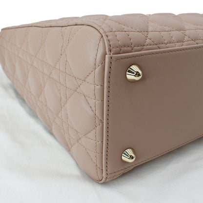 CHRISTIAN DIOR Lady Dior Large Quilted Leather Shoulder Bag Blush