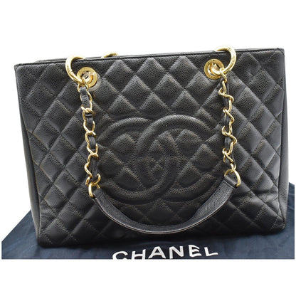 CHANEL Grand Shopping GST Caviar Leather Tote Bag Black