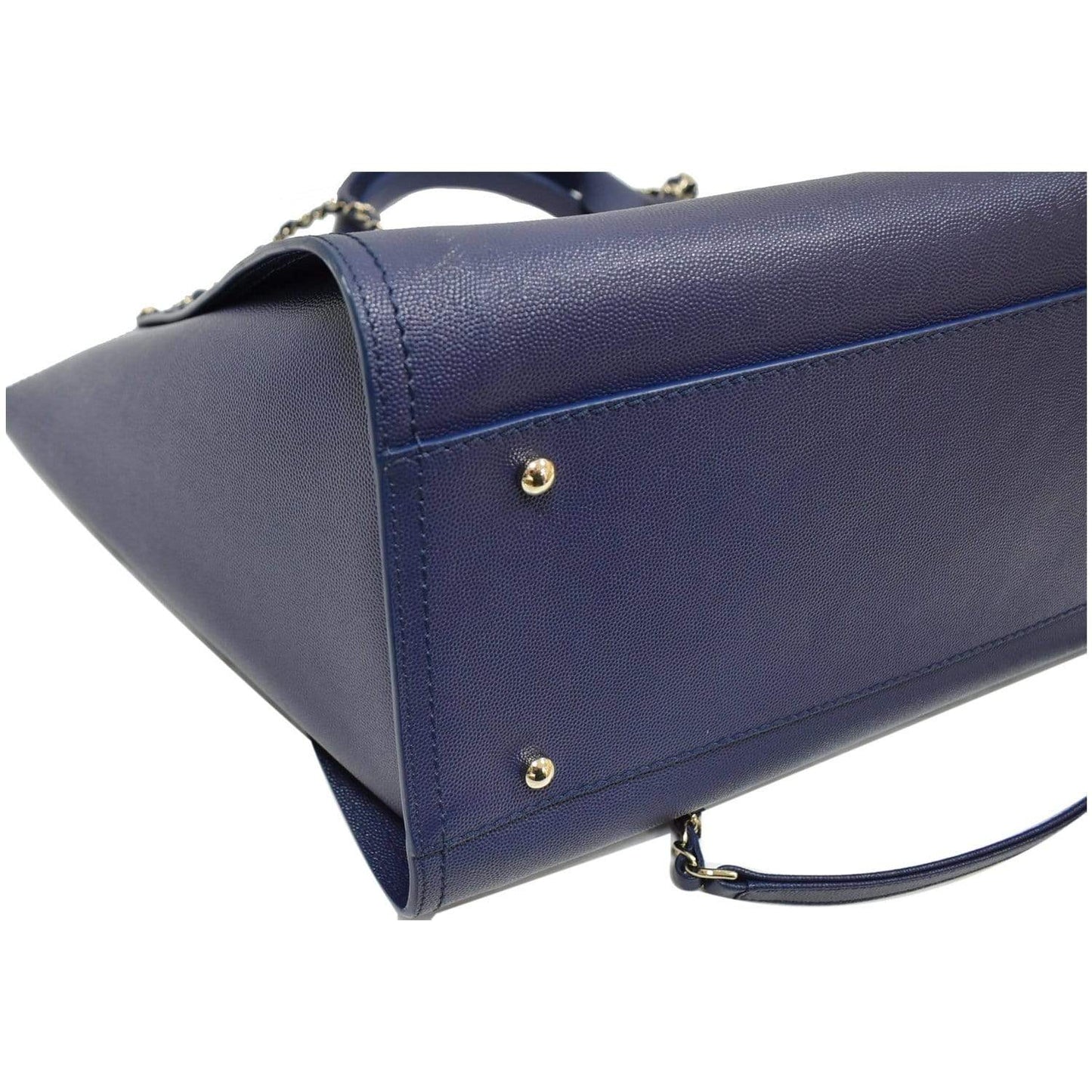 CHANEL Deauville Studded Caviar Tote Shoulder Bag Blue
