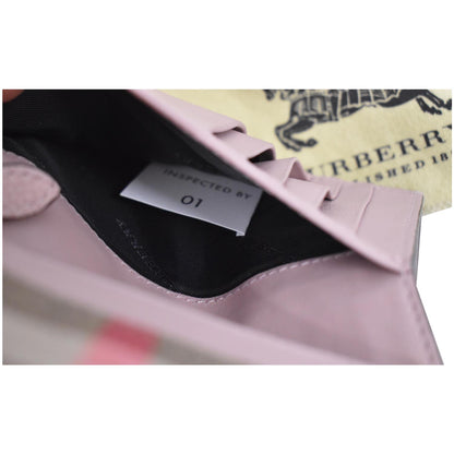 BURBERRY Luna House Check Leather Wallet Rose Pink