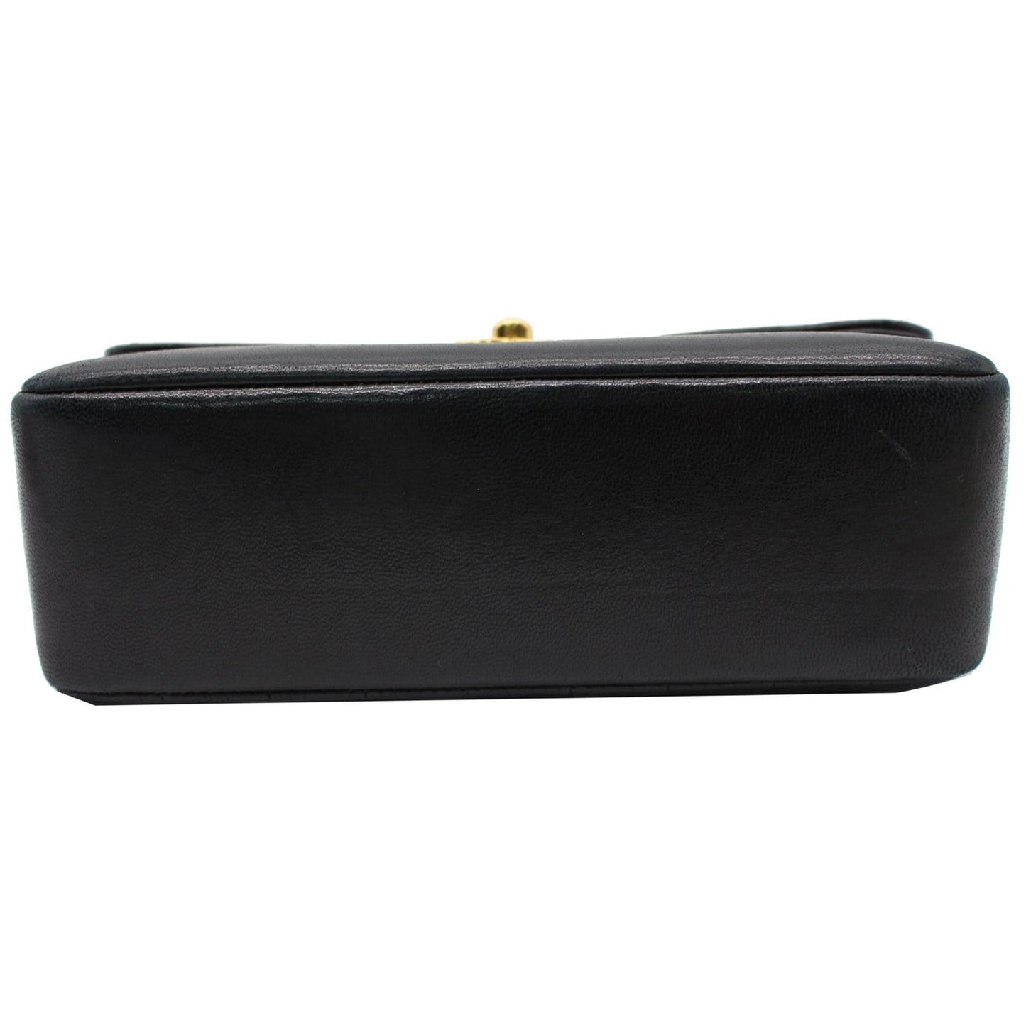 CHANEL Vintage Border Flap Lambskin Shoulder Bag Black