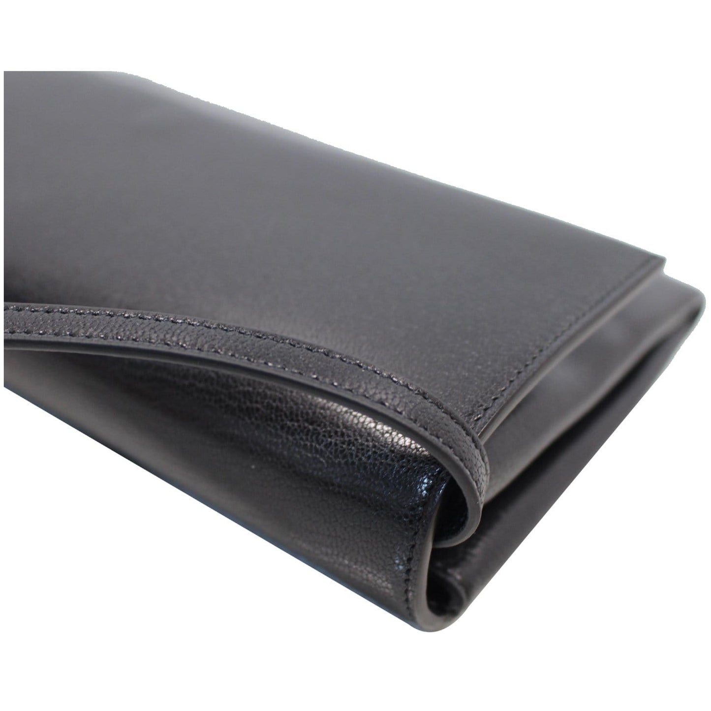 CELINE Folded Clutch Strap Leather Shoulder Bag Black