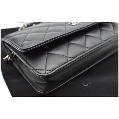 CHANEL WOC Lambskin Leather Chain Crossbody Bag Black