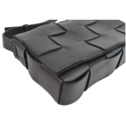 BOTTEGA VENETA Cassette Maxi Lambskin Crossbody Bag Black