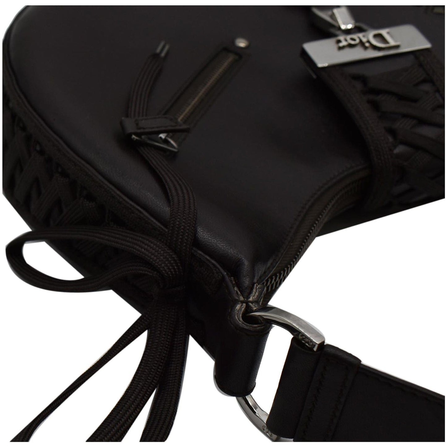 CHRISTIAN DIOR Lace Up Admit It Leather Hobo Bag Dark Brown