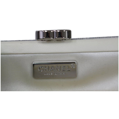 CHANEL La Pausa Embroidered Satin Sequin Clutch Bag Silver
