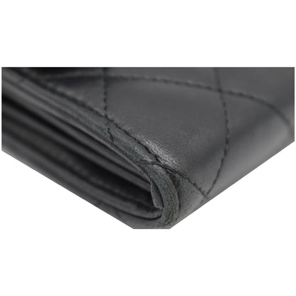 CHANEL Classic Long Flap Leather Wallet Black