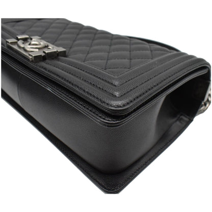 CHANEL Medium Boy Flap Caviar Leather Shoulder Bag Black