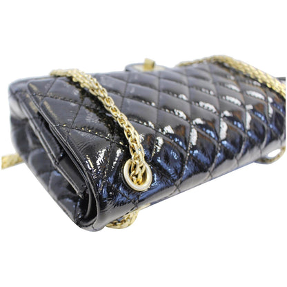 CHANEL Reissue Double Flap Patent Leather Shoulder Bag Black