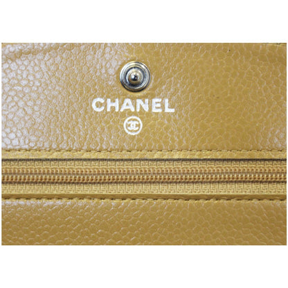 CHANEL Timeless WOC Caviar Leather Clutch Crossbody Bag Beige