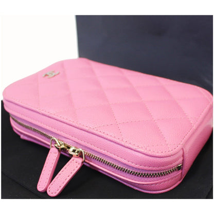 CHANEL Wallet On Chain WOC Caviar Leather Phone Holder Pink