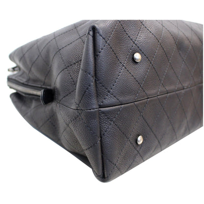 CHANEL Large Shopping Grained Vegetal Calfskin Tote Bag Black