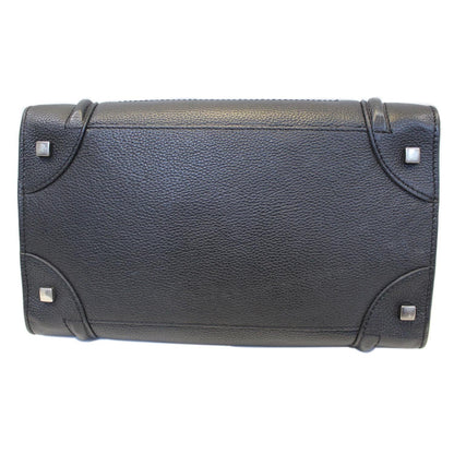 CELINE Black Leather Mini Luggage Tote Bag