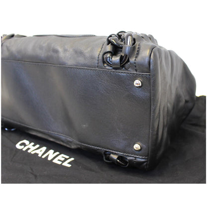 CHANEL Calfskin Rhodoid Modern Chain East West Tote Black