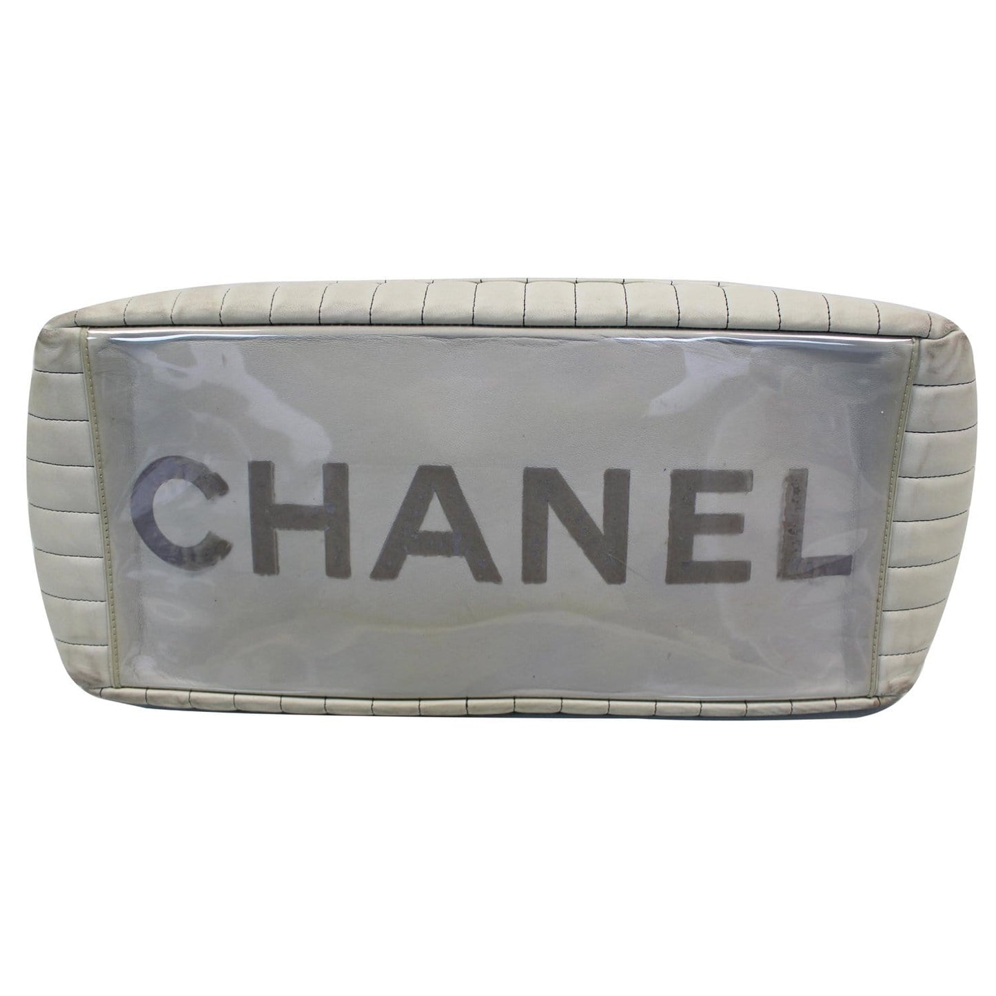CHANEL Large CC Chain Lambskin Tote Shoulder Bag Cream