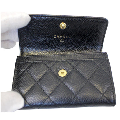 CHANEL Flap Caviar Leather Card Holder Black