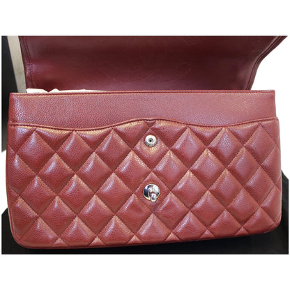 Chanel Jumbo Double Flap Caviar Quilted Shoulder bag Red