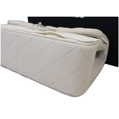 CHANEL Classic Jumbo Double Flap Caviar Leather Ivory Shoulder Bag