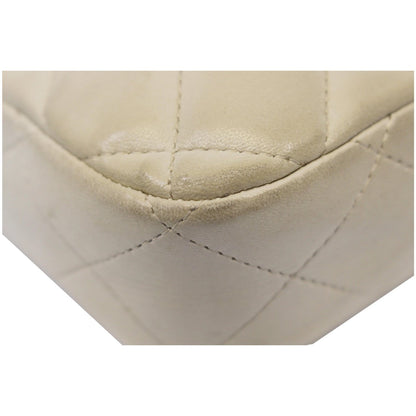 CHANEL Quilted Leather Camera Chain Bag White