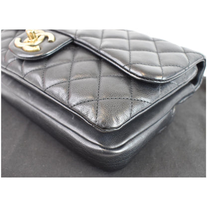 CHANEL CC Crown Flap Small Calfskin Leather Shoulder Bag Black