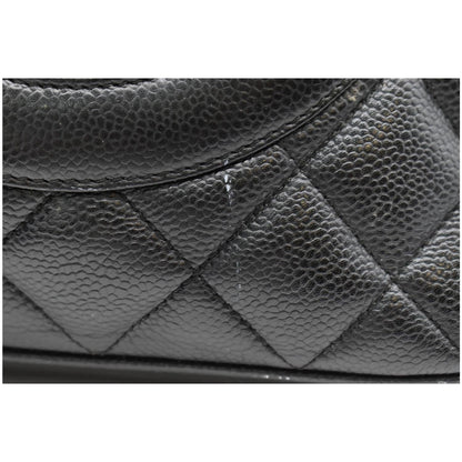 CHANEL Medallion Quilted Caviar Leather Tote Bag Black