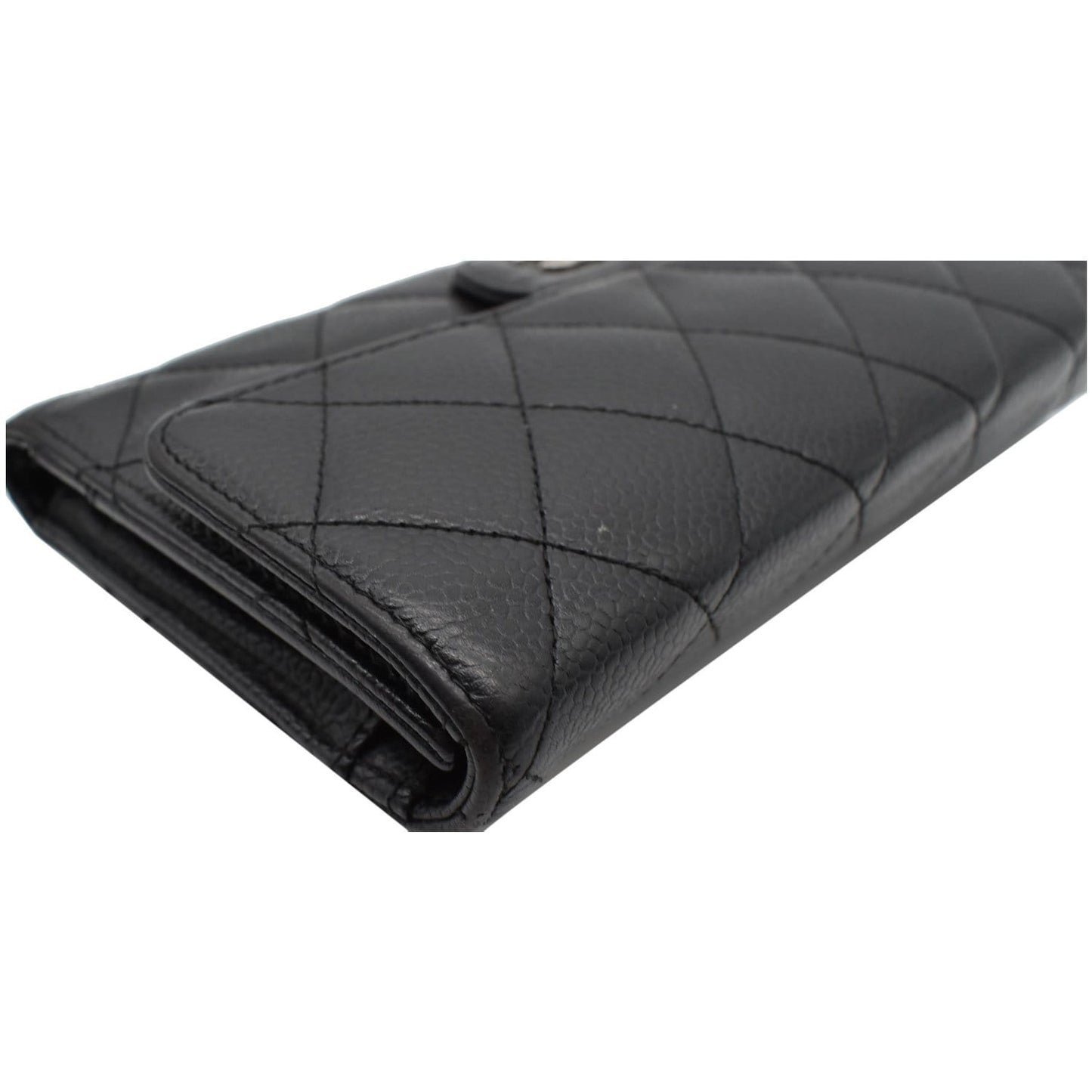 CHANEL Classic Flap Caviar Leather Card Holder Wallet Black