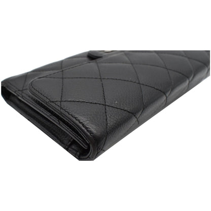 CHANEL Classic Flap Caviar Leather Card Holder Wallet Black