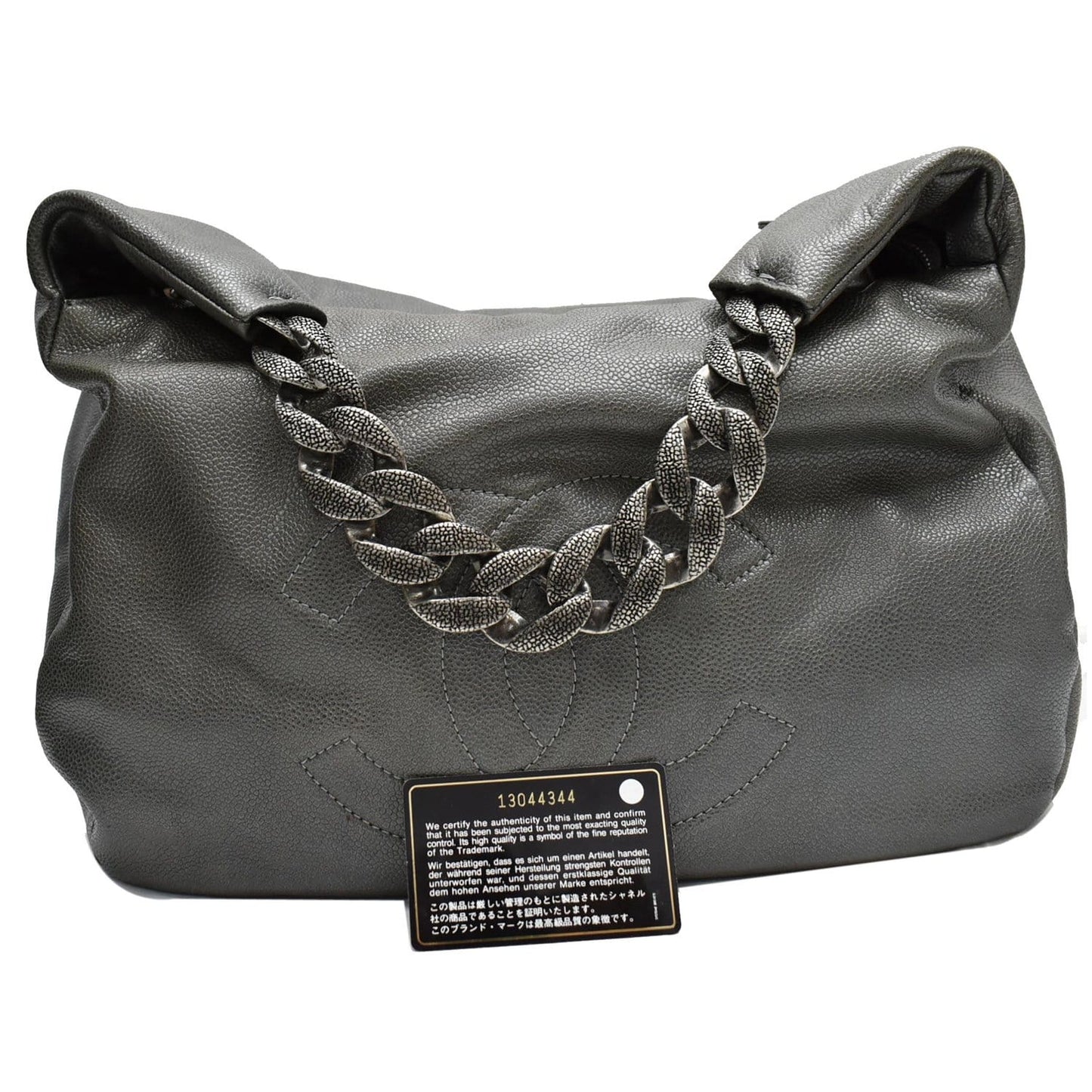 CHANEL 31 Small CC Caviar Leather Hobo Bag Grey