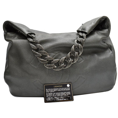 CHANEL 31 Small CC Caviar Leather Hobo Bag Grey