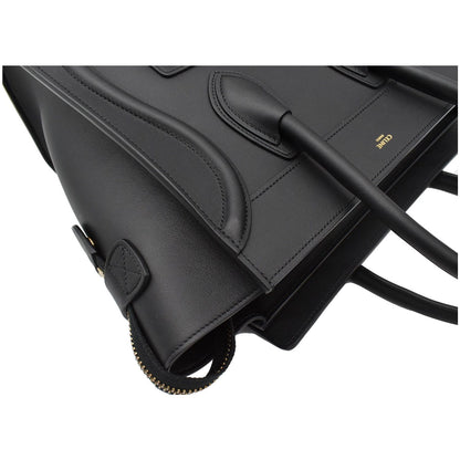CELINE Mini Luggage Leather Tote Bag Black