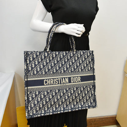 CHRISTIAN DIOR Large Book Oblique Embroidered Canvas Tote Bag Multicolor - Hot Deals