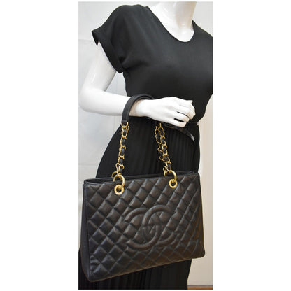 CHANEL Grand Shopping GST Caviar Leather Tote Bag Black