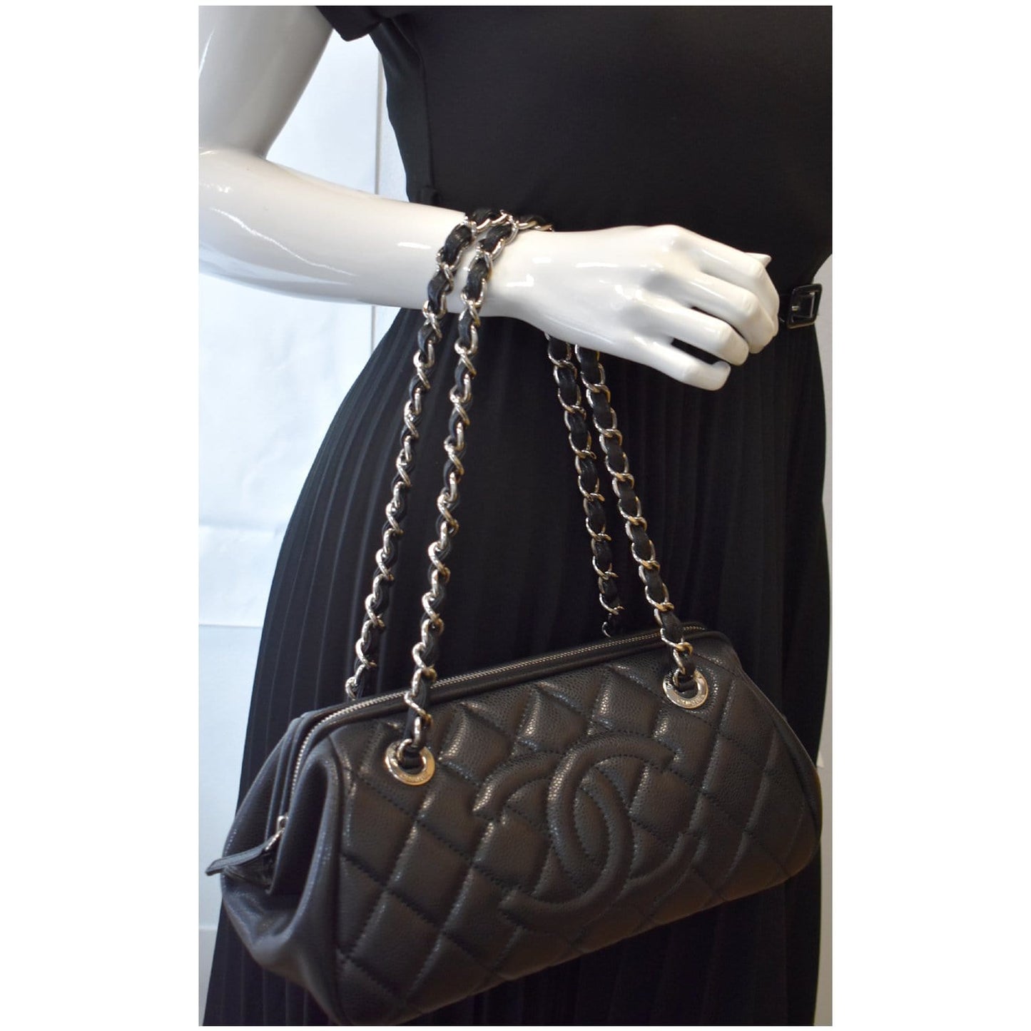 CHANEL Timeless CC Quilted Caviar Leather Small Chain Bowler Bag Black - 15% OFF