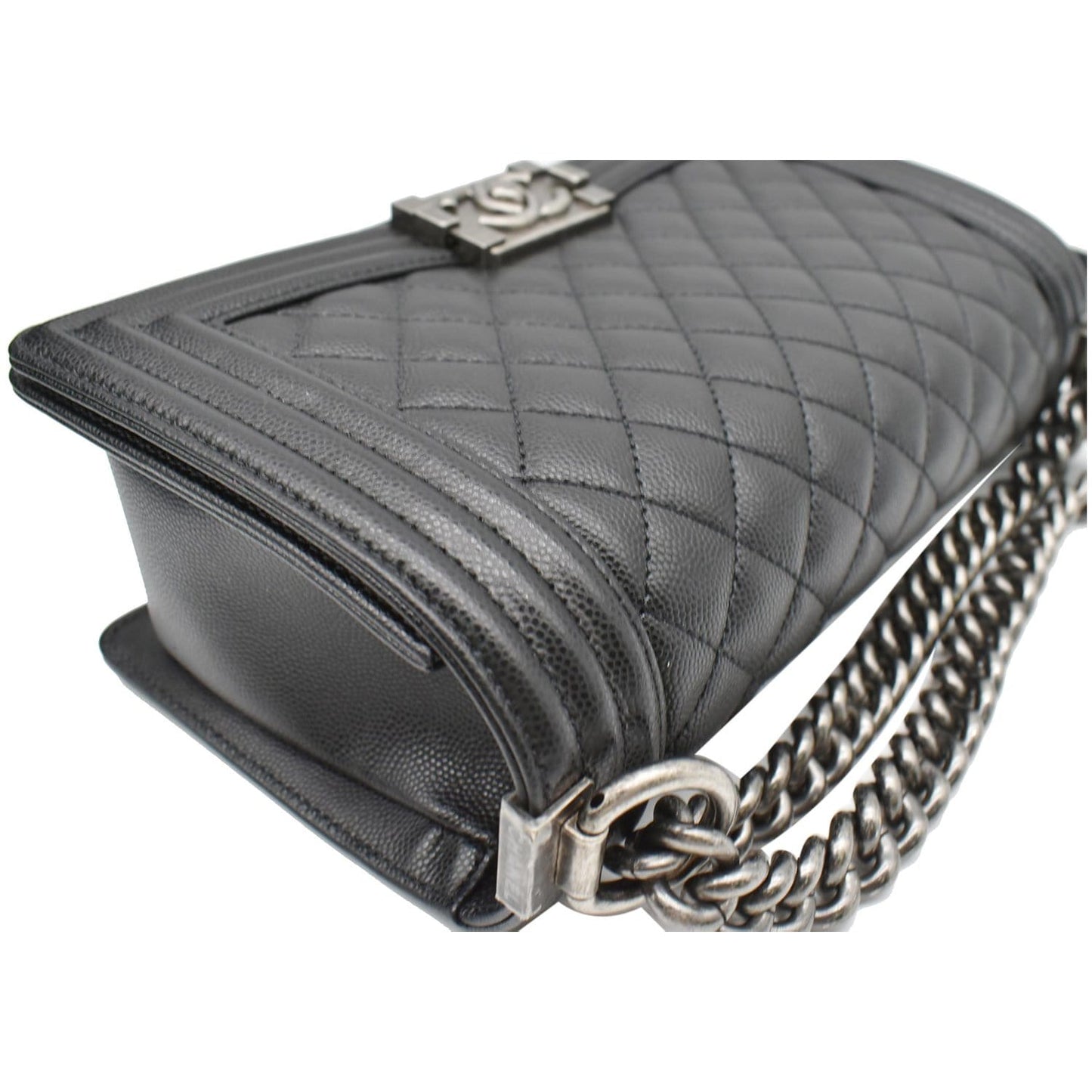 CHANEL Medium Boy Flap Caviar Leather Shoulder Bag Black