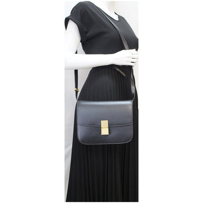 CELINE Classic Box Medium Calfskin Leather Crossbody Bag Black - 10% OFF