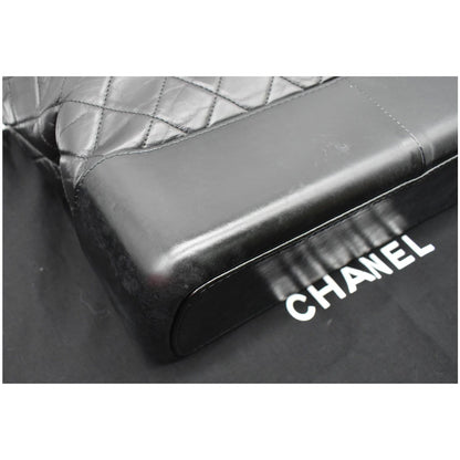 CHANEL Gabrielle Large Quilted Calfskin Leather Shopping Tote Bag Black