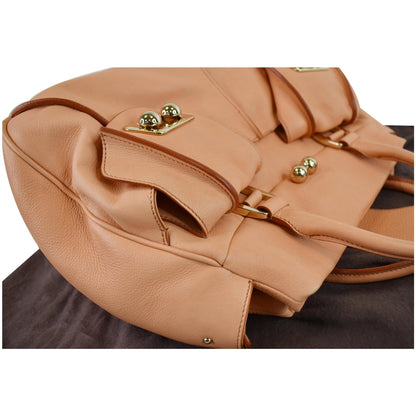 CELINE Blossom Leather Top Handle Tote Bag Peach - Final Sale