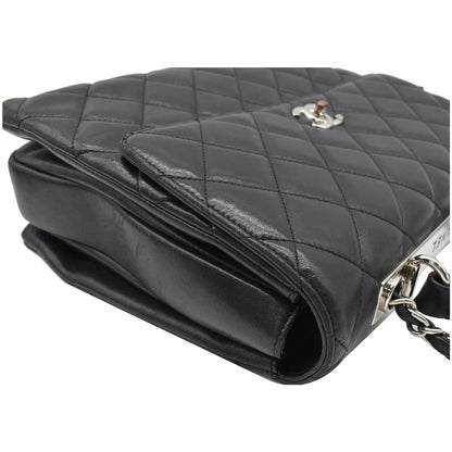 CHANEL Trendy CC Large Flap Quilted Lambskin Leather Shoulder Bag Black