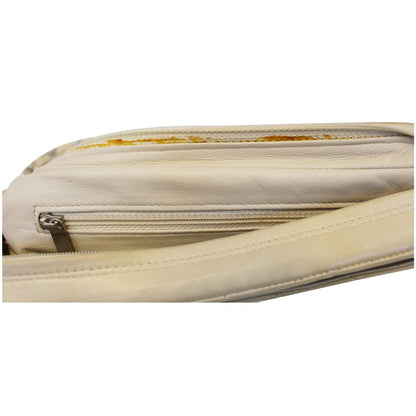 CHANEL Quilted Leather Camera Chain Bag White