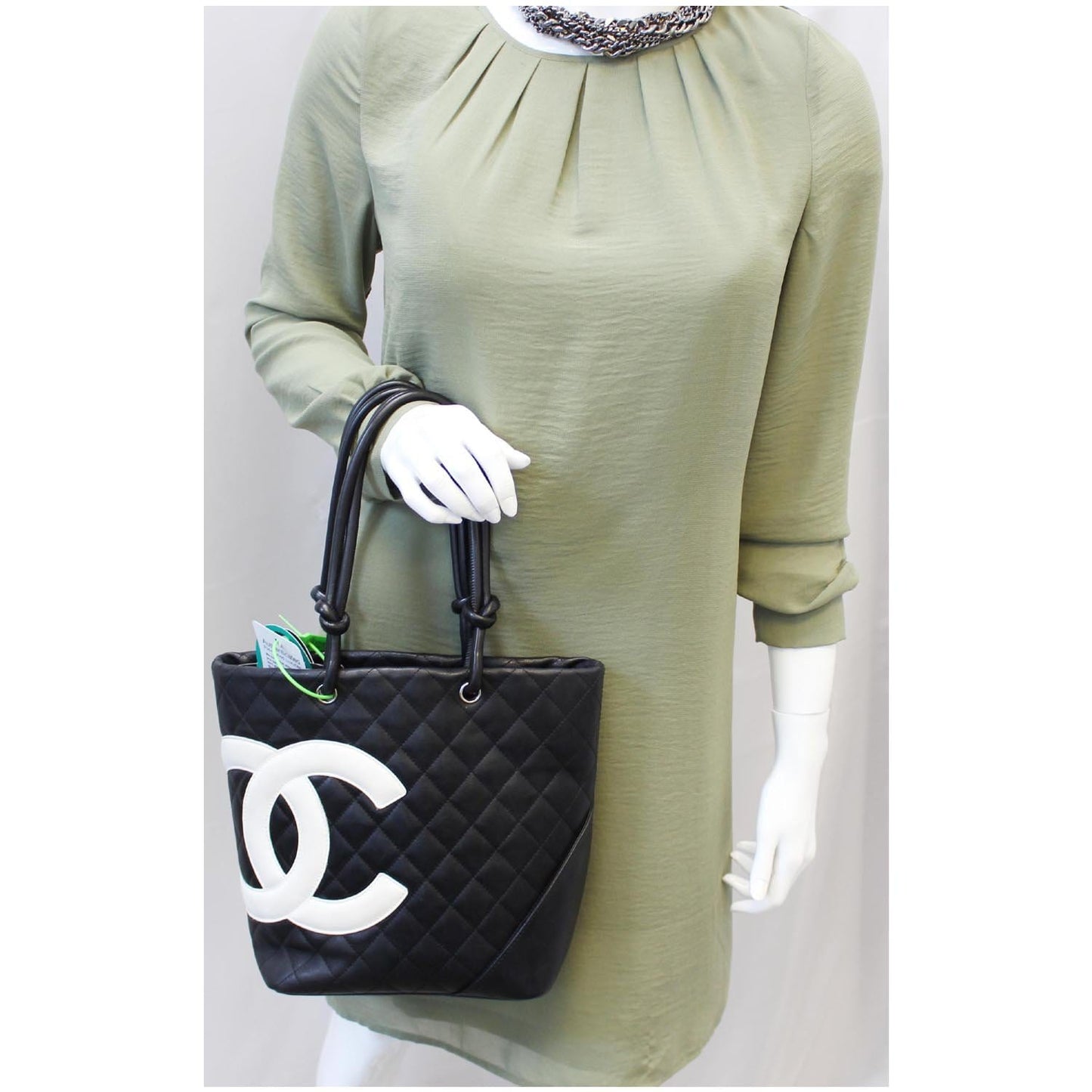 CHANEL Cambon Small Quilted Leather Tote Bag Black
