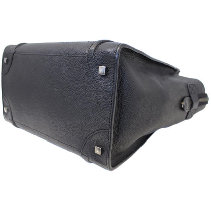 CELINE Black Leather Mini Luggage Tote Bag