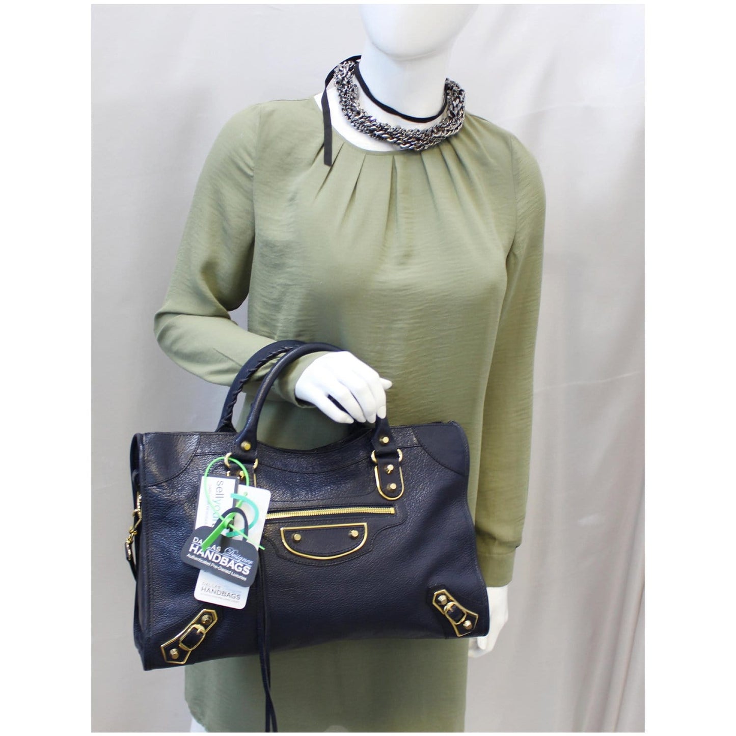 BALENCIAGA Metallic Edge City Leather Shoulder Bag Navy Blue - Last Call