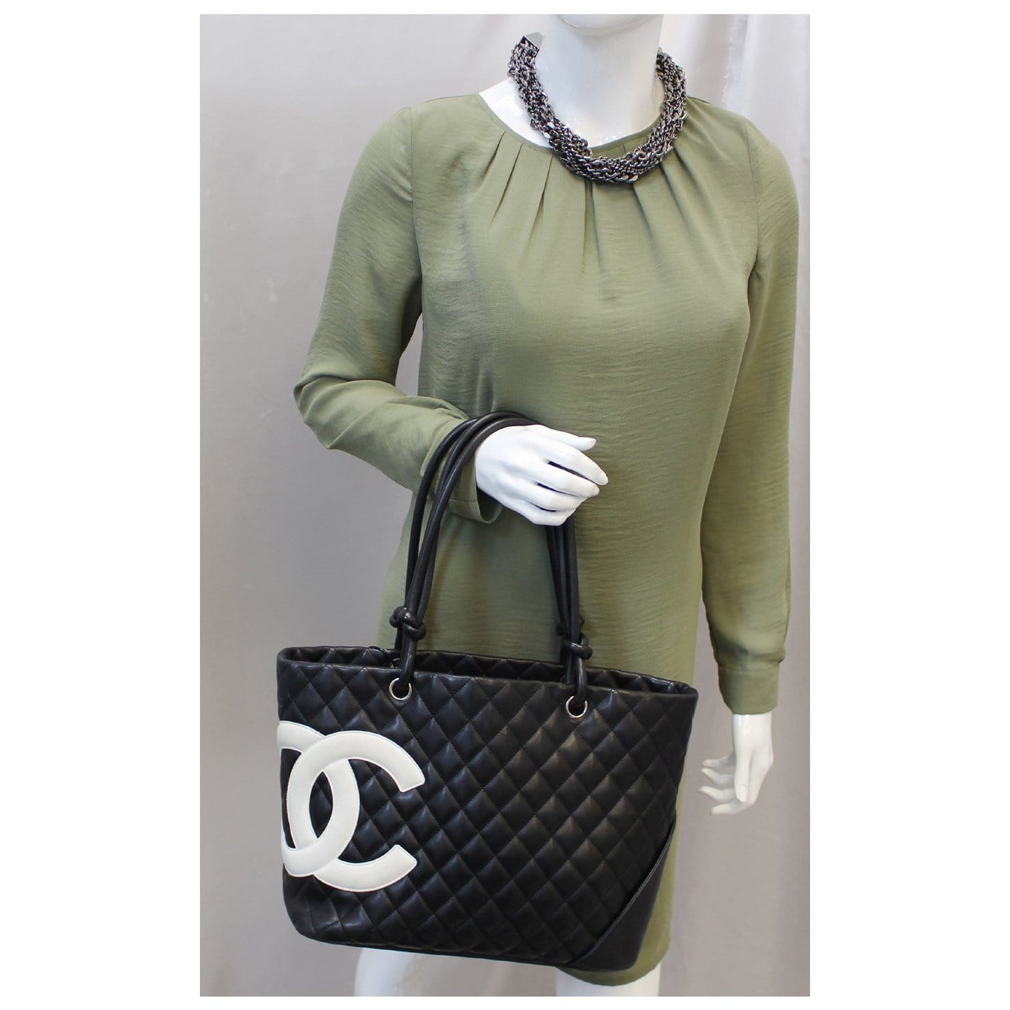 CHANEL Cambon  Black CalfSkin Leather Large Tote Bag