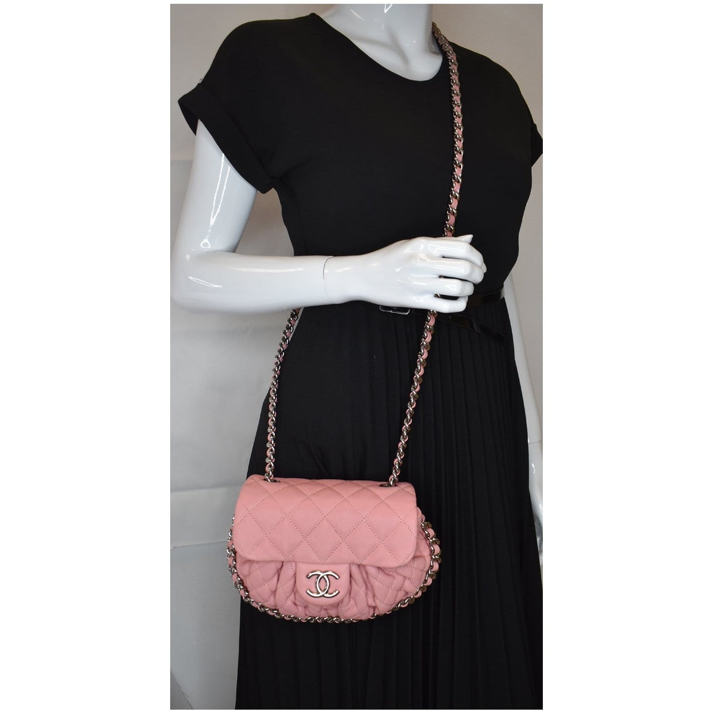 Chanel Chain Around Messenger Calfskin Crossbody Bag Pink