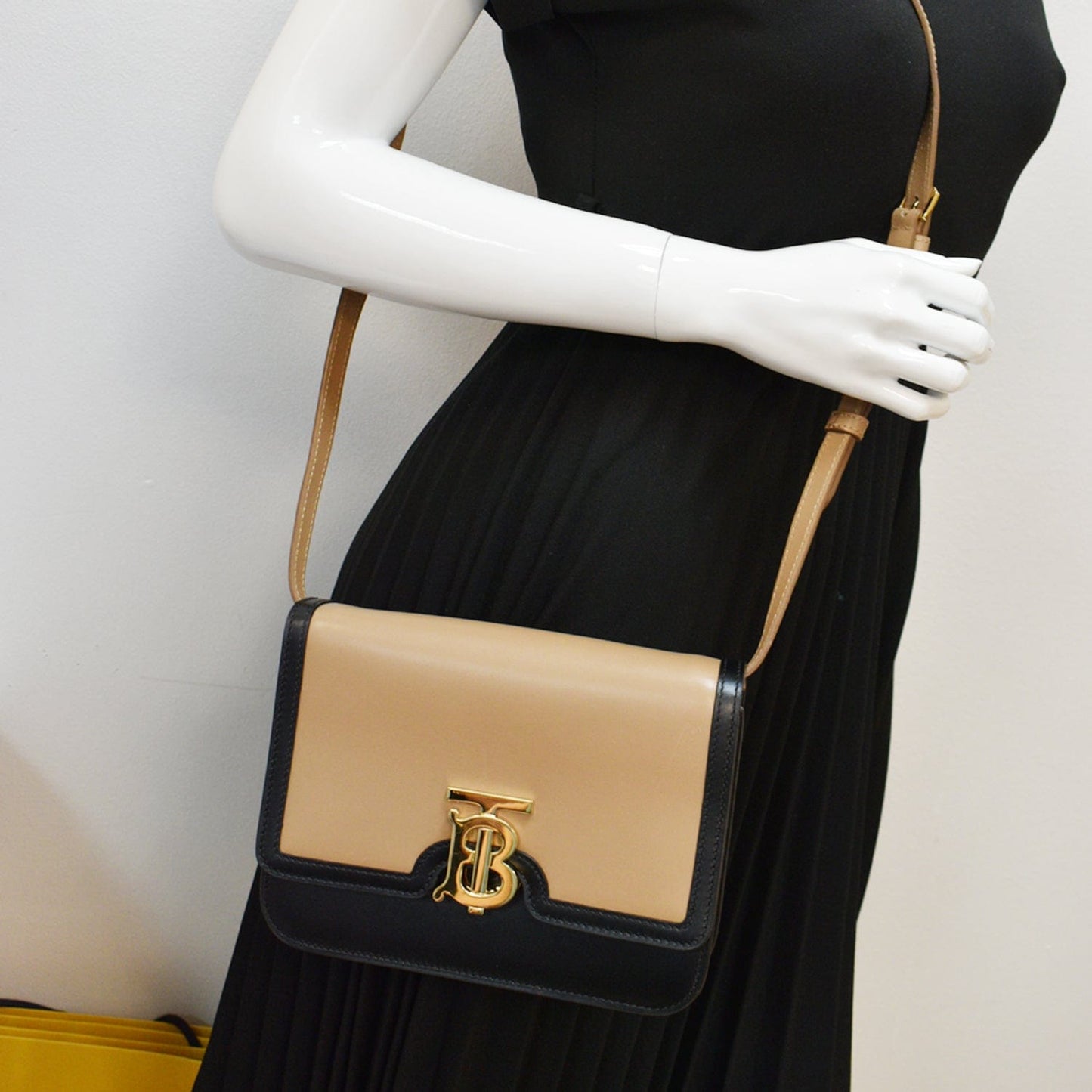 BURBERRY TB Small Leather Crossbody Bag Beige  - Hot Deals