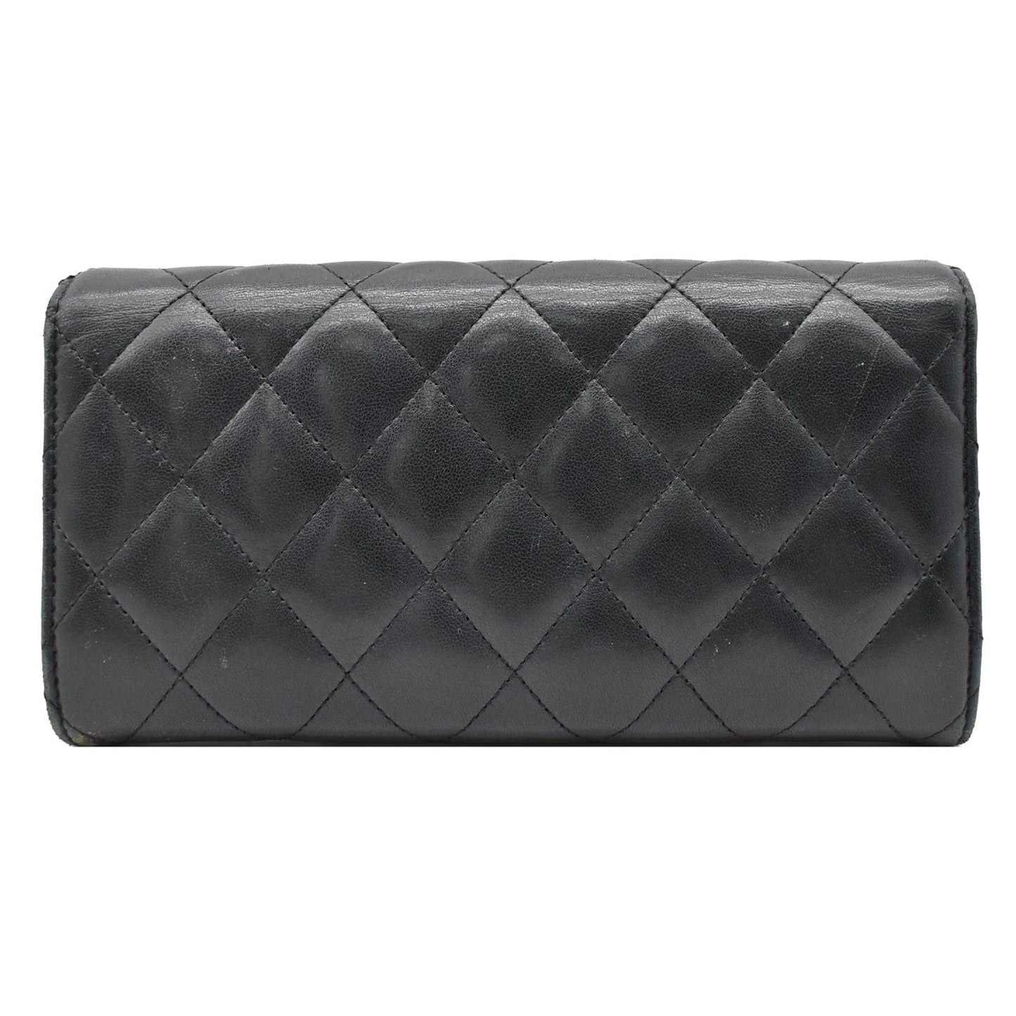 CHANEL Classic Long Flap Leather Wallet Black