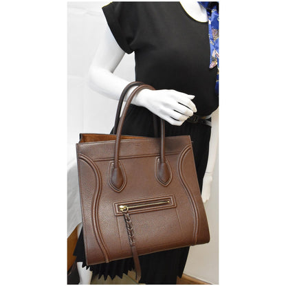 CELINE Luggage Phantom Medium Leather Tote Bag Brown