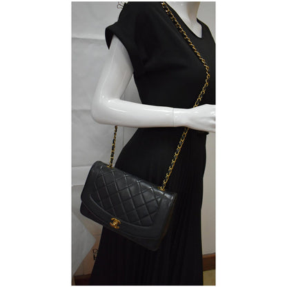 CHANEL Diana Flap Quilted Lambskin Leather Shoulder Bag Black - 20% OFF