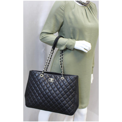 CHANEL Large Classic Caviar Leather Tote Shoulder Bag Black