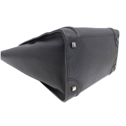 CELINE Black Leather Mini Luggage Tote Bag